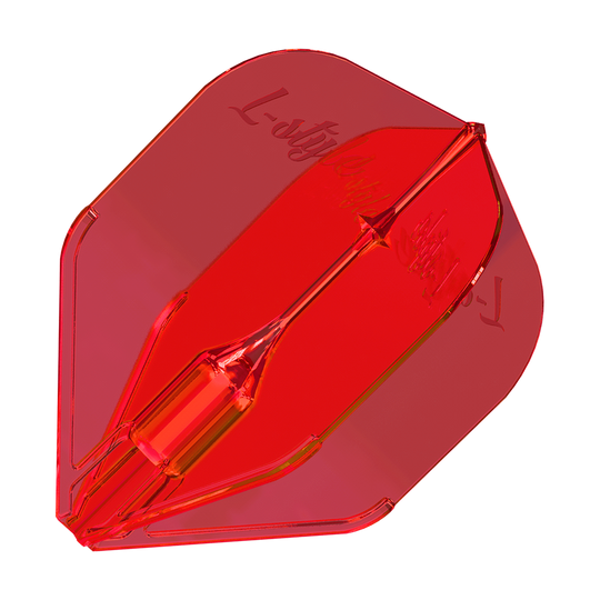L-Style Fantom L3EZ Flights Red Das Bild zeigt ein rotes Dartflight mit der Aufschrift "L-Style". Es handelt sich um das Modell Fantom L3EZ Flights in der Farbe Rot.