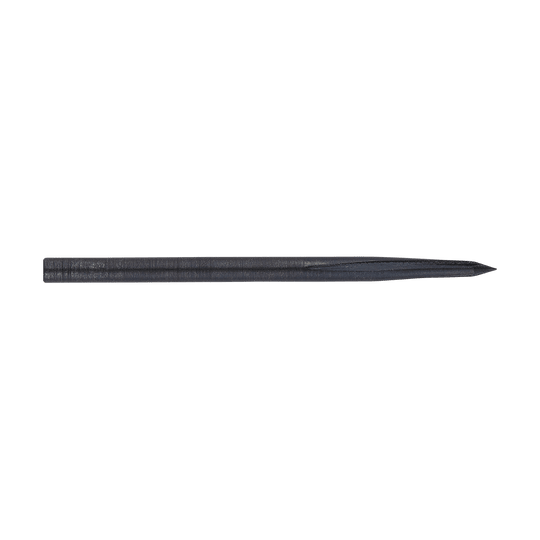 Unicorn Volute Noir steel dart tips Das Bild zeigt eine schwarze Steeldartspitze namens "Unicorn Volute Noir". Die Spitze ist lang, schlank und hat eine fein gearbeitete Struktur.