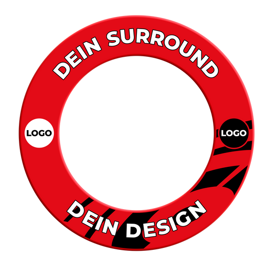 Das Bild zeigt ein rotes Dartboard-Surround. Es dient als Schutz rund um das Dartboard.