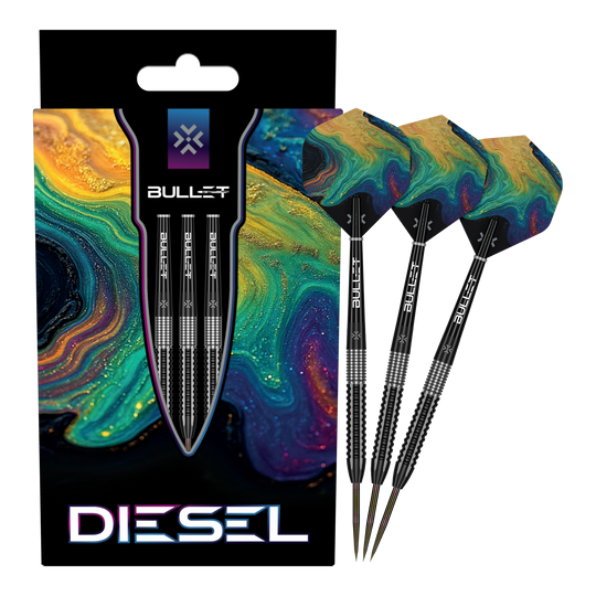 Bullet Diesel steel darts Hier wird das Produkt Bullet Diesel Steeldarts präsentiert. Die Steeldarts sind für den professionellen Dartsport geeignet.