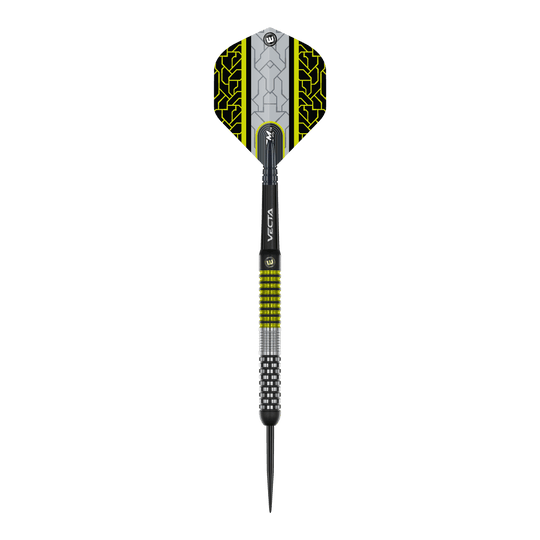 Winmau Team 360 Cori Wiltshire Steel Darts - 24g Das Produkt zeigt die Winmau Team 360 Cori Wiltshire Steeldarts mit 24 Gramm Gewicht. Diese Darts sind robust und für anspruchsvolle Spiele geeignet.