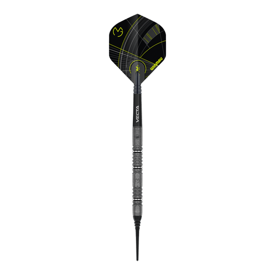 Dargestellt werden die Winmau Michael Van Gerwen Signature Edition Softdarts - 20g. Die Darts sind in Kooperation mit dem Profi Michael Van Gerwen entstanden.
