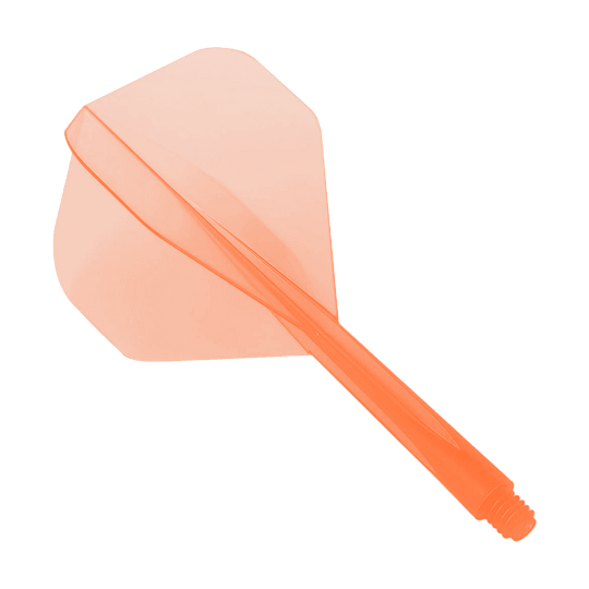 Condor_Zero_Stress_Clear_Orange_Flight_System_Standard_1 Das Bild zeigt das Produkt "Condor Zero-Stress Clear Orange Flight System Standard". Es handelt sich um ein durchsichtiges, orangefarbenes Dartflight-System.