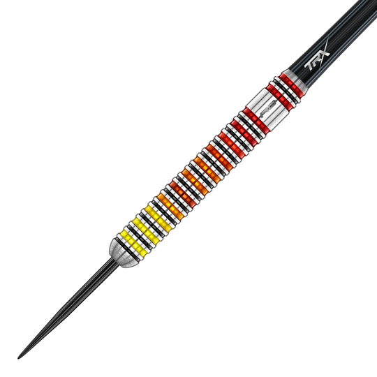 Red Dragon Furnace Steel Darts Die Red Dragon Furnace Steeldarts sind auf diesem Bild zu sehen. Die Pfeile haben einen metallischen Look und auffällige Details.