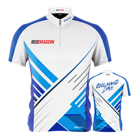 Red Dragon Luke Humphries Limited Edition dart shirt Dieses Bild zeigt das Red Dragon Luke Humphries Limited Edition Dartshirt. Es ist ein limitiertes Darttrikot, inspiriert von Luke Humphries.