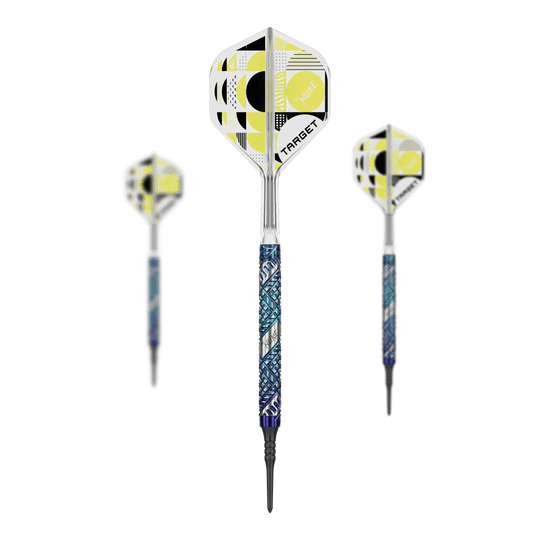 Das Foto zeigt ein Set der Target Luke Littler Edge Softdarts - 19g. Das Set beinhaltet mehrere Darts für den direkten Einsatz.