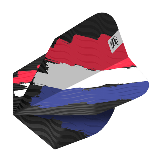 TG13_335780_Target_ProUltra_Flag_Holland_No6_Flights_2 Dies ist ein Dart-Flight mit dem Design der niederländischen Flagge in Rot, Weiß und Blau. Das Modell heißt "Target ProUltra Flag Holland No6 Flights".