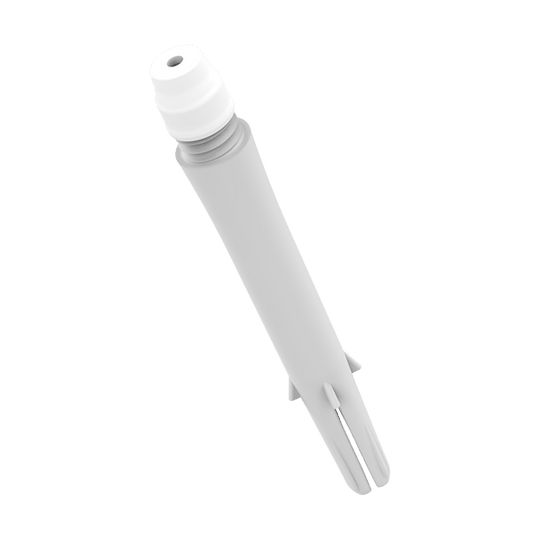 L-Style-GOMU-Shaft-Tightener-4 Das Bild zeigt einen GOMU L-Shaft Tightener. Es ist ein längliches Werkzeug mit weißer Spitze und einem schlanken, grauen Körper.