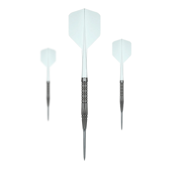 Dieses Bild zeigt das Set der Caliburn Prisma P2 Steeldarts mit einem Gewicht von 20,5g. Die Steeldarts sind für das Dartspiel geeignet.