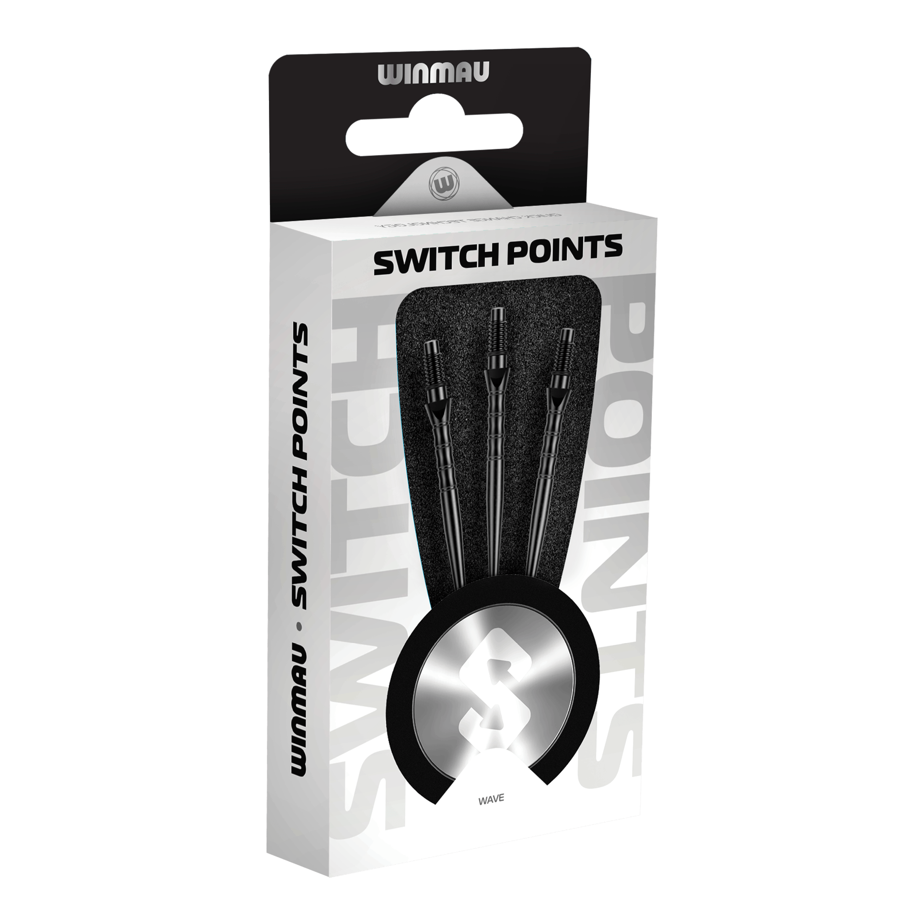Winmau Switch Point Wave steel dart tips - black Zu sehen sind die Winmau Switch Point Wave Steeldartspitzen in Schwarz. Diese Steeldartspitzen eignen sich optimal für ein präzises Dartspiel.